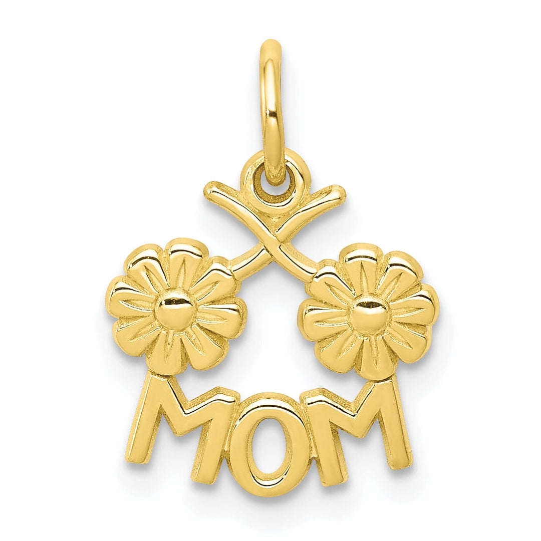 Lovely Rita's Pendants & Charms Solid 10k Yellow Gold Flowers Mom Charm Pendant