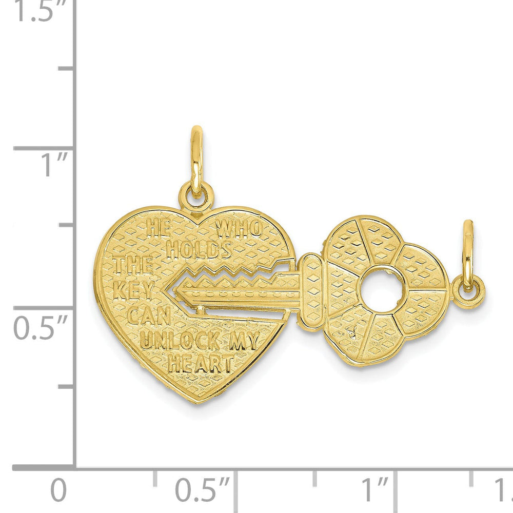 Lovely Rita's Pendants & Charms Solid 10k Yellow Gold Heart and Key Pendant