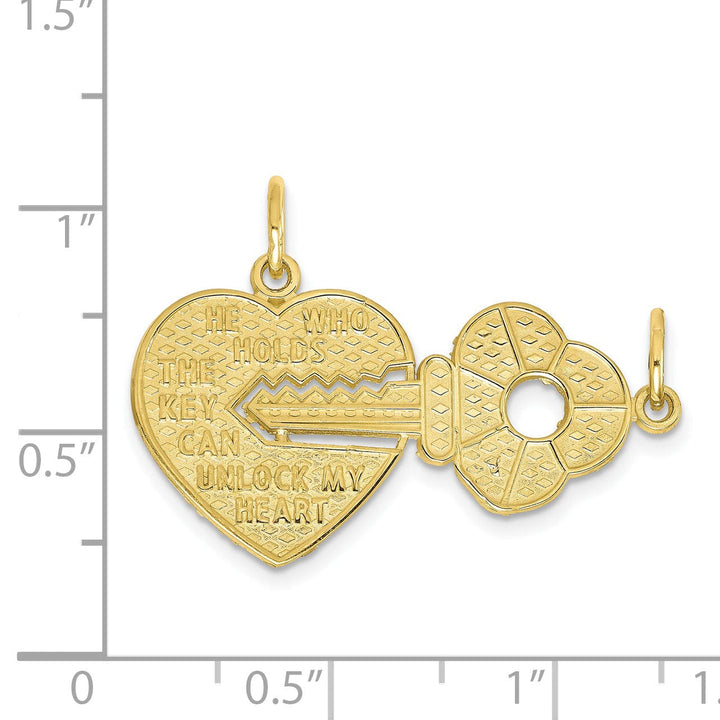 Lovely Rita's Pendants & Charms Solid 10k Yellow Gold Heart and Key Pendant