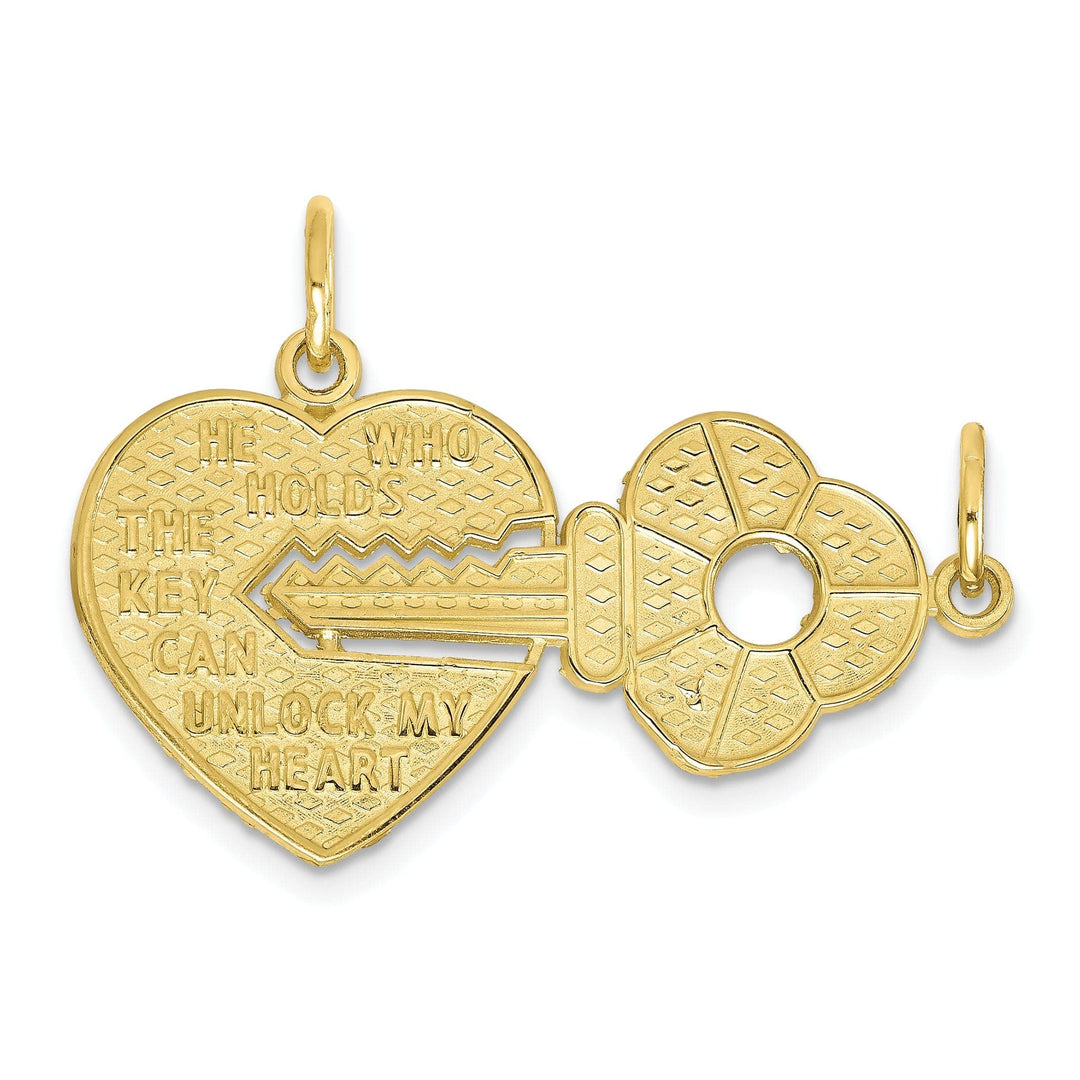 Lovely Rita's Pendants & Charms Solid 10k Yellow Gold Heart and Key Pendant