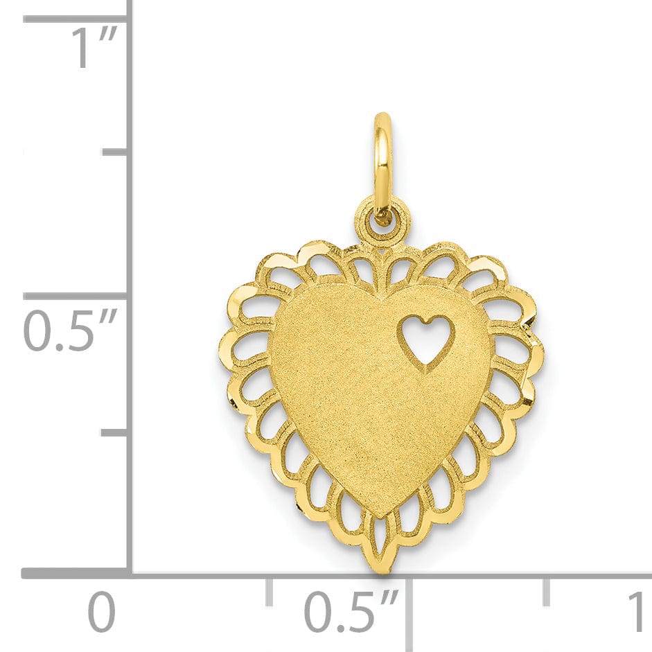 Lovely Rita's Pendants & Charms Solid 10k Yellow Gold Heart in Heart Pendant