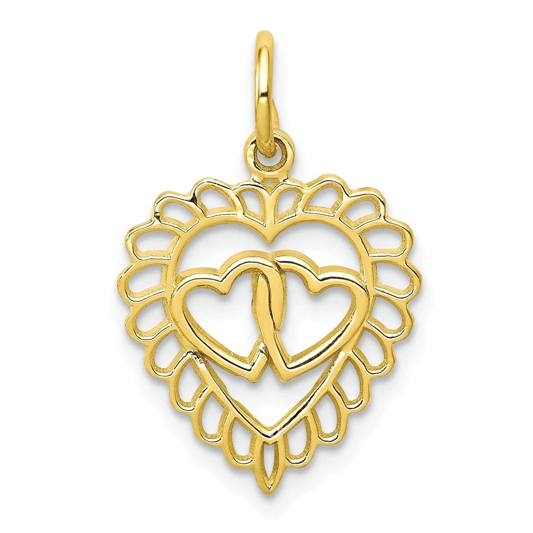 Lovely Rita's Pendants & Charms Solid 10k Yellow Gold Heart with Hearts Pendant