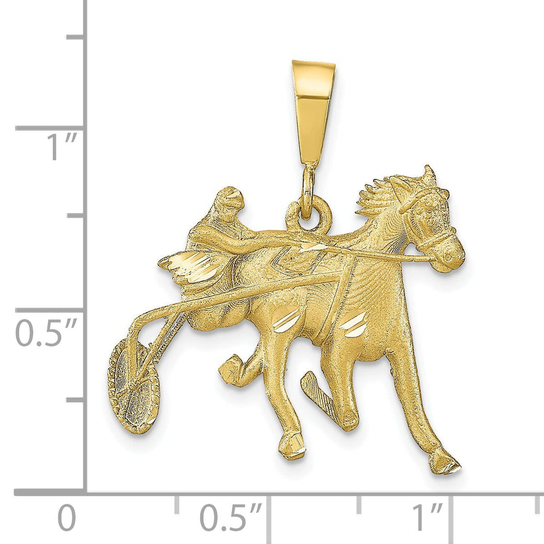 Lovely Rita's Pendants & Charms Solid 10k Yellow Gold Horse Racing Pendant