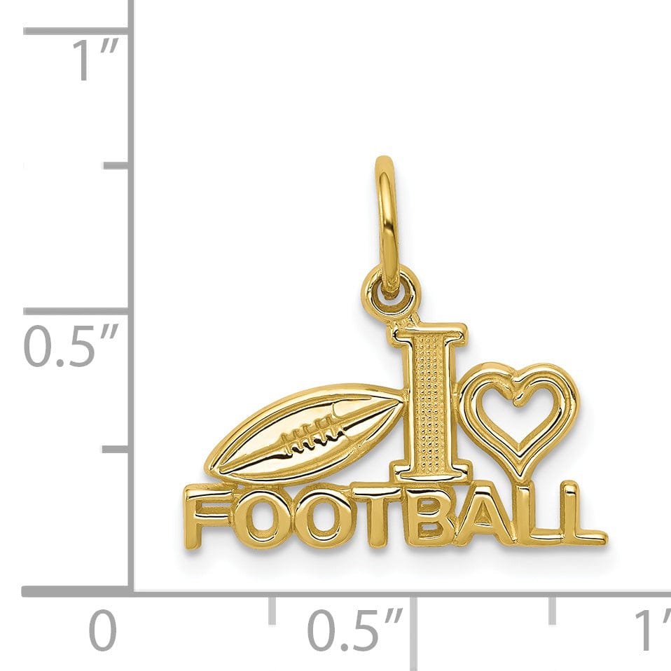 Lovely Rita's Pendants & Charms Solid 10k Yellow Gold I Love Football Pendant