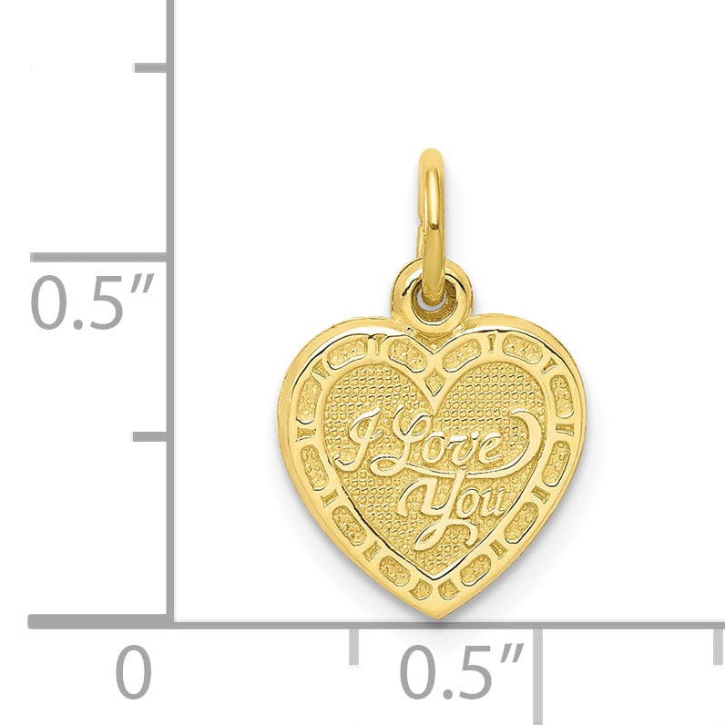 Lovely Rita's Pendants & Charms Solid 10k Yellow Gold I Love You Heart Pendant