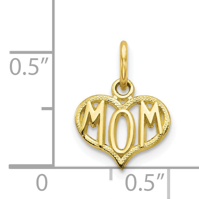Lovely Rita's Pendants & Charms Solid 10k Yellow Gold Mom in Heart Pendant