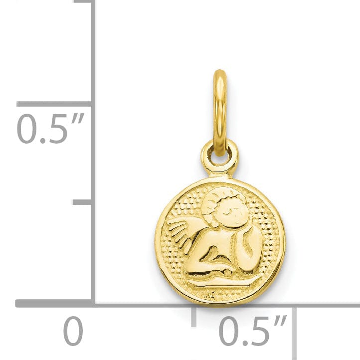 Lovely Rita's Pendants & Charms Solid 10k Yellow Gold Polished Angel Pendant