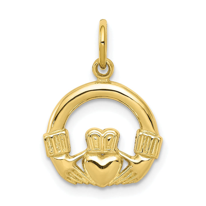 Lovely Rita's Pendants & Charms Solid 10k Yellow Gold Polished Claddagh Charm Pendant