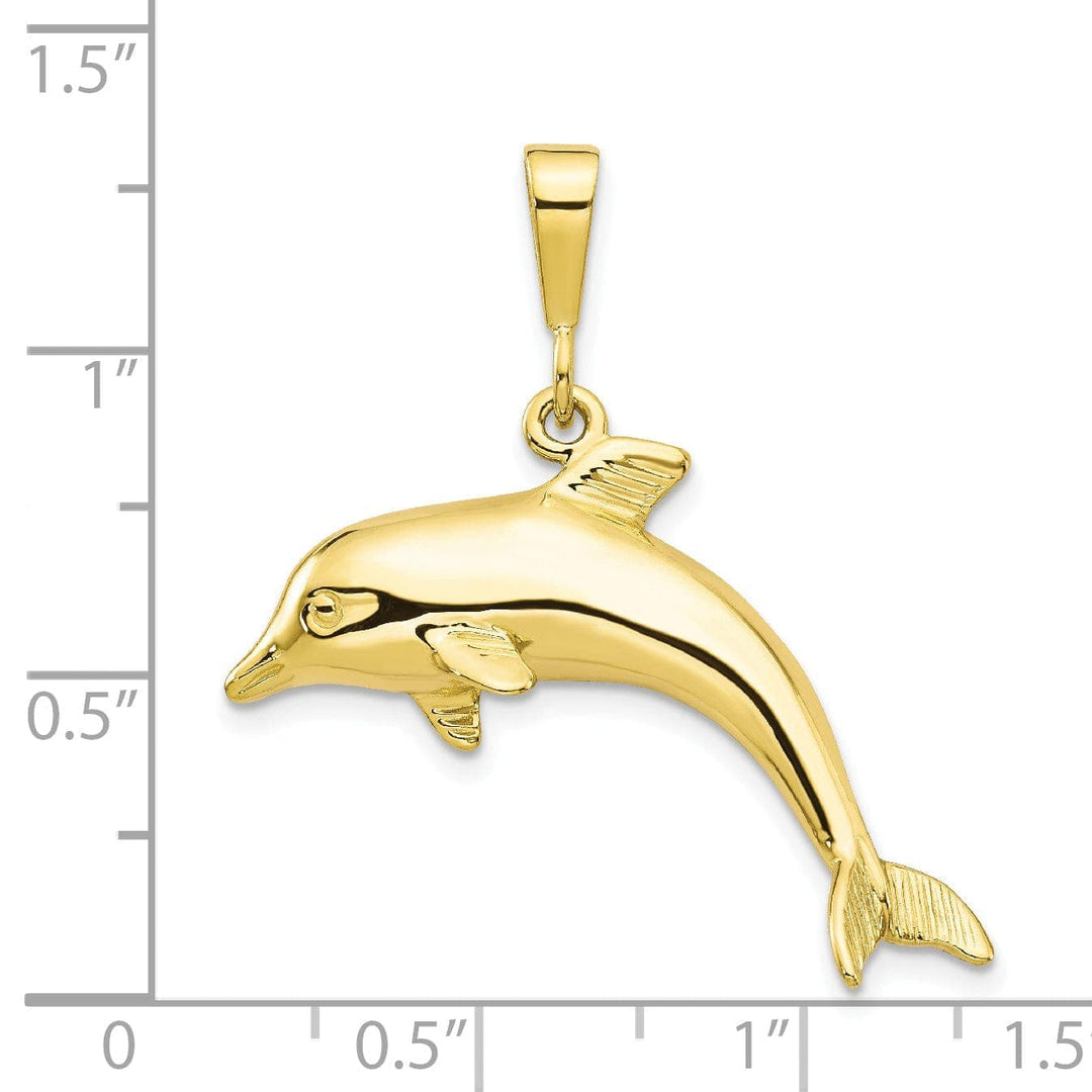 Lovely Rita's Pendants & Charms Solid 10k Yellow Gold Polished Finish Dolphin Pendant