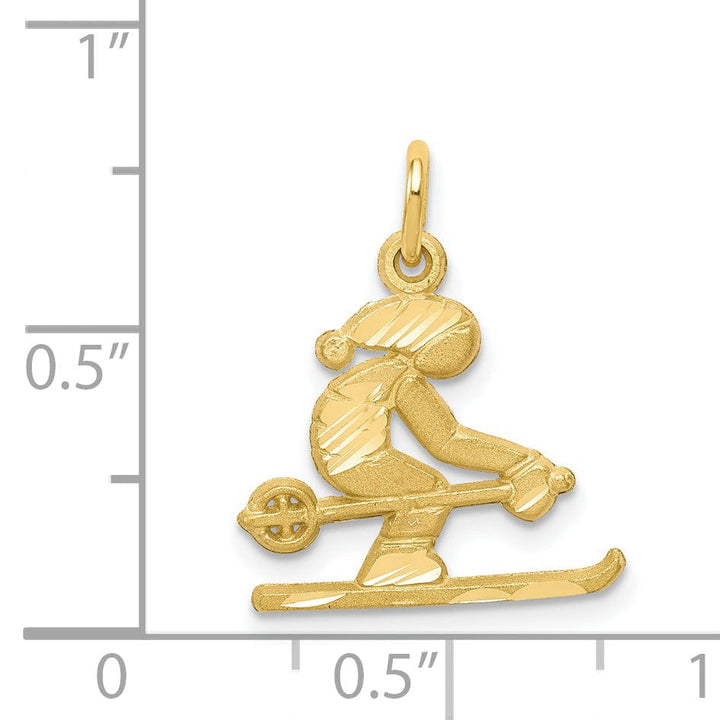 Lovely Rita's Pendants & Charms Solid 10k Yellow Gold Skier Charm Pendant