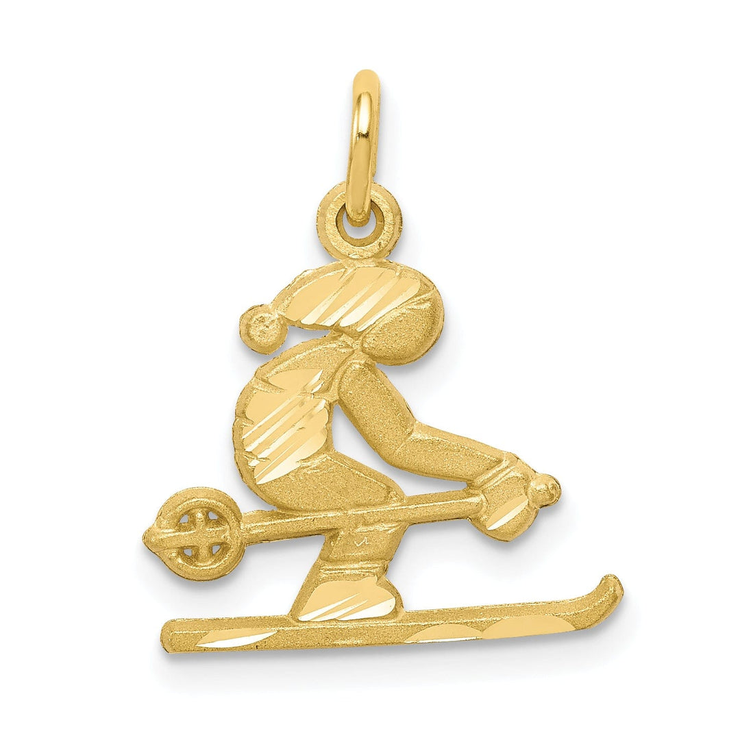 Lovely Rita's Pendants & Charms Solid 10k Yellow Gold Skier Charm Pendant