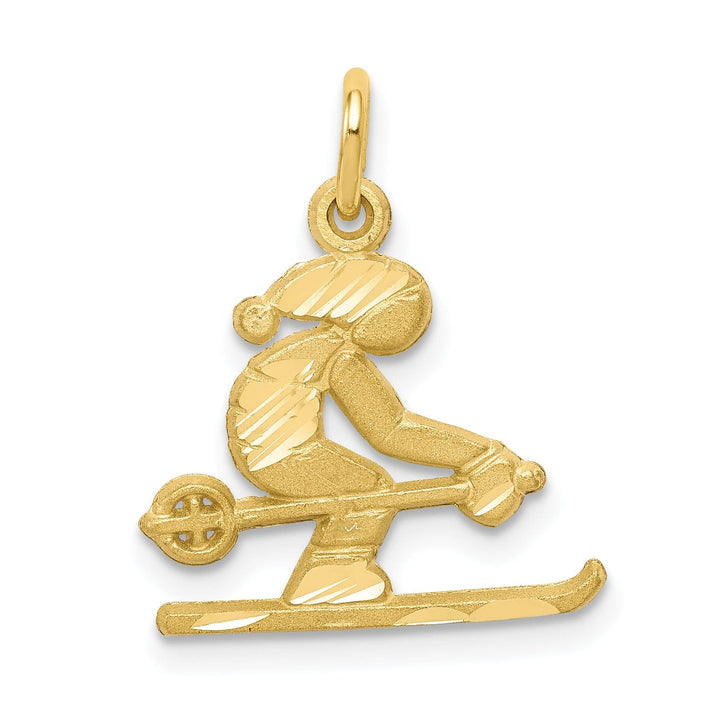 Lovely Rita's Pendants & Charms Solid 10k Yellow Gold Skier Charm Pendant