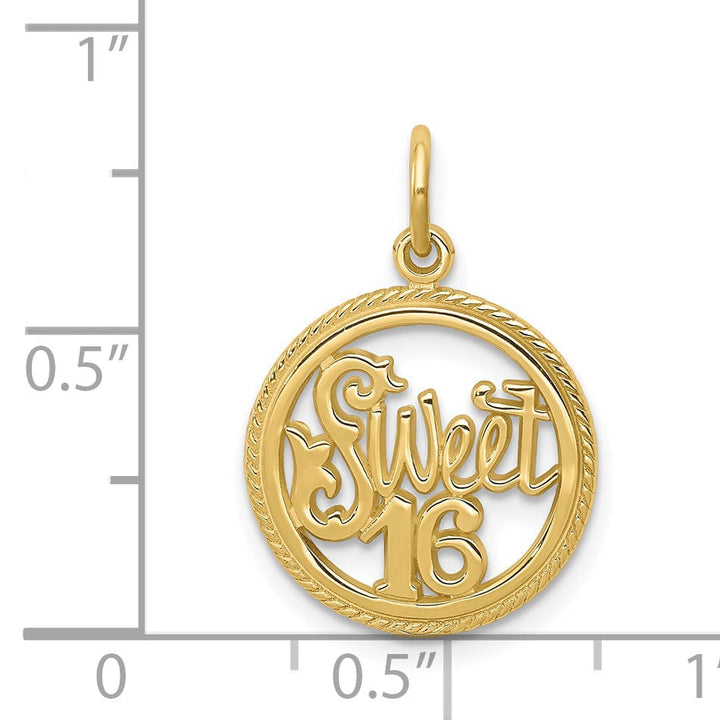 Lovely Rita's Pendants & Charms Solid 10k Yellow Gold Sweet 16 Birthday Pendant