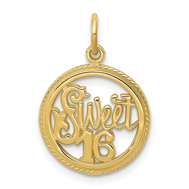 Lovely Rita's Pendants & Charms Solid 10k Yellow Gold Sweet 16 Birthday Pendant