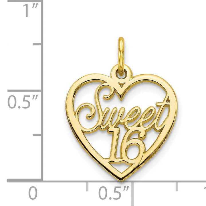 Lovely Rita's Pendants & Charms Solid 10k Yellow Gold Sweet 16 Birthday Pendant