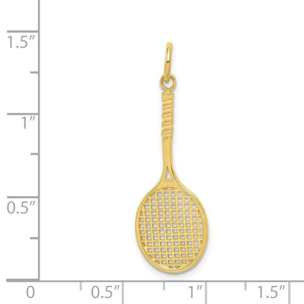Lovely Rita's Pendants & Charms Solid 10k Yellow Gold Tennis Racquet Pendant