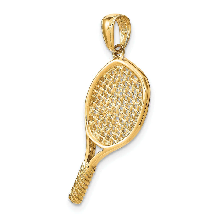 Lovely Rita's Pendants & Charms Solid 14 Yellow Gold 3-D Tennis Racquet Pendant