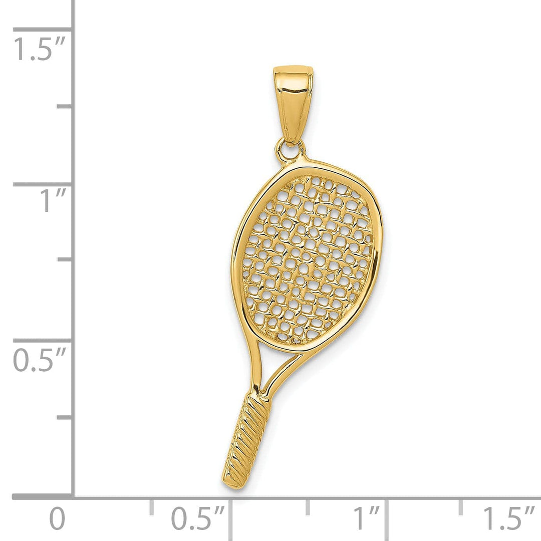 Lovely Rita's Pendants & Charms Solid 14 Yellow Gold 3-D Tennis Racquet Pendant