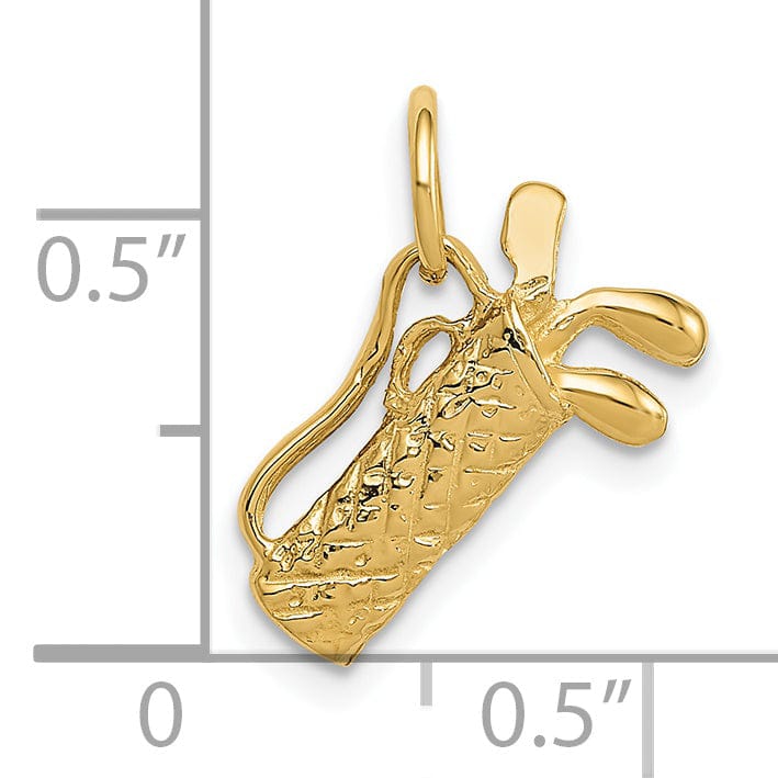 Lovely Rita's Pendants & Charms Solid 14 Yellow Gold 3 DGolf Bag Charm Pendant