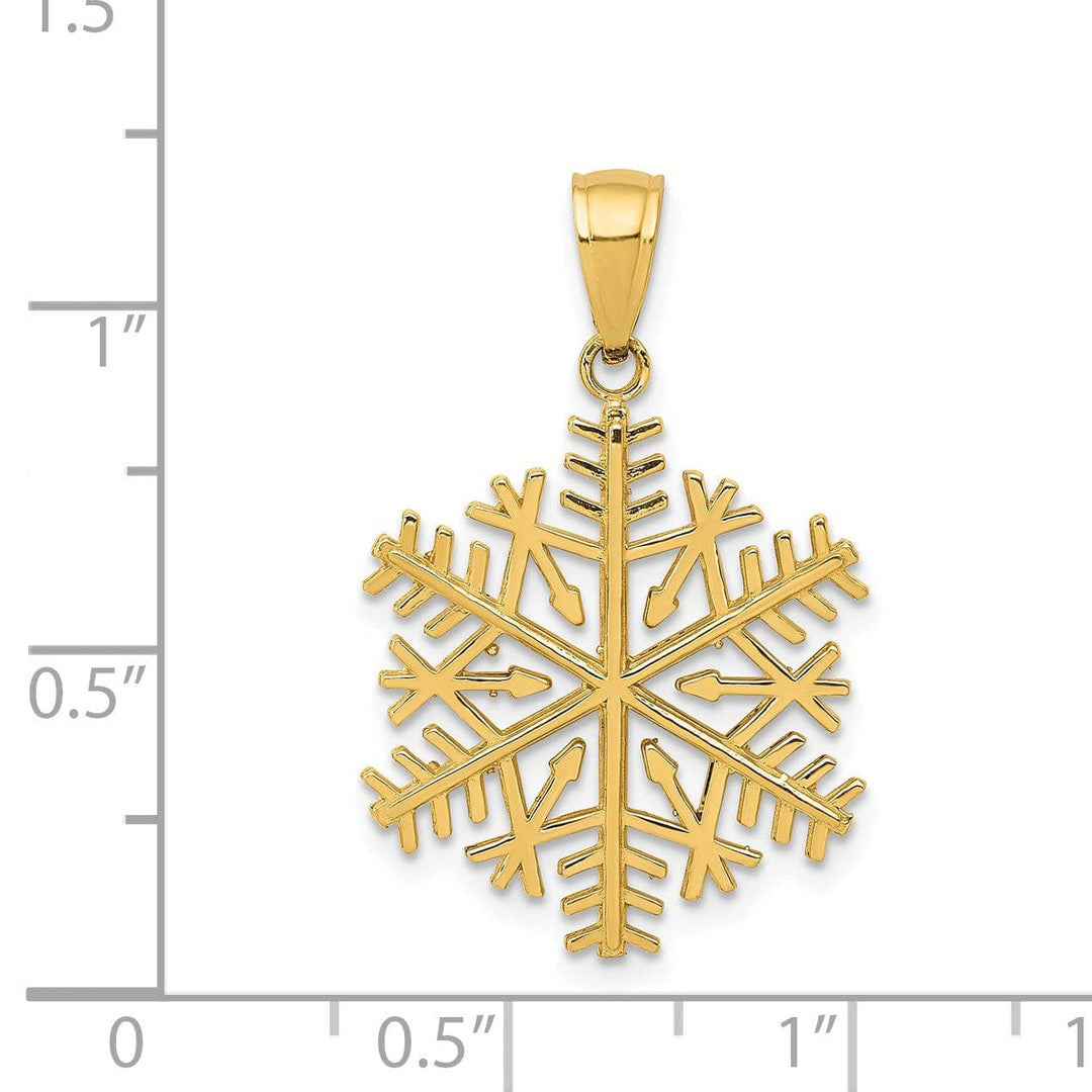 Lovely Rita's Pendants & Charms Solid 14 Yellow Gold 3D Snowflake Charm Pendant