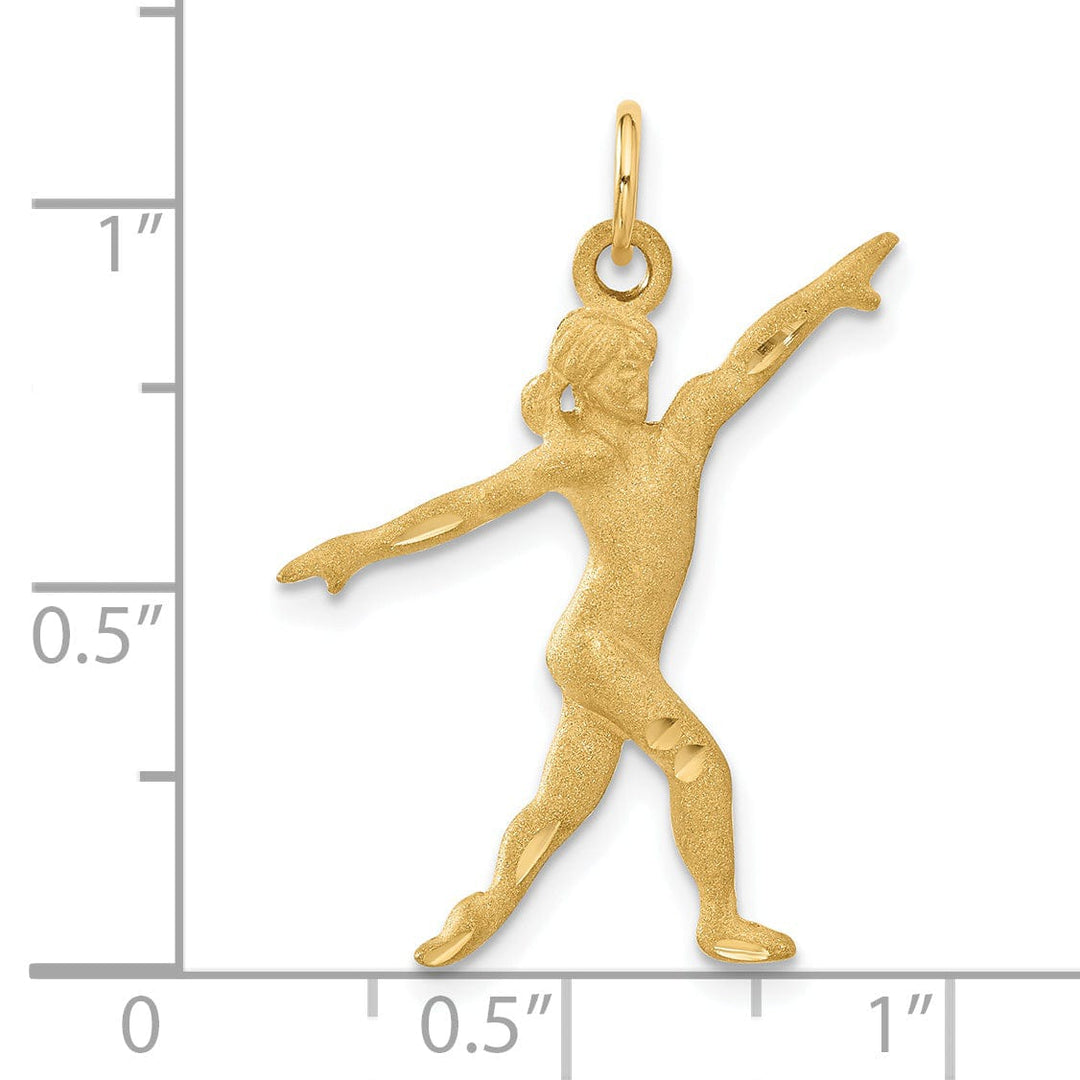 Lovely Rita's Pendants & Charms Solid 14 Yellow Gold Girl Gymnast Charm Pendant