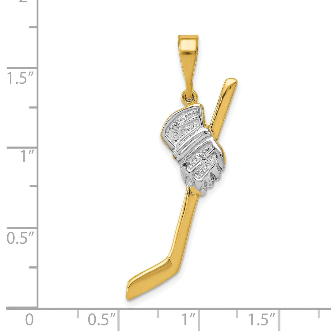 Lovely Rita's Pendants & Charms Solid 14k Two Tone Gold Hockey Stick Pendant