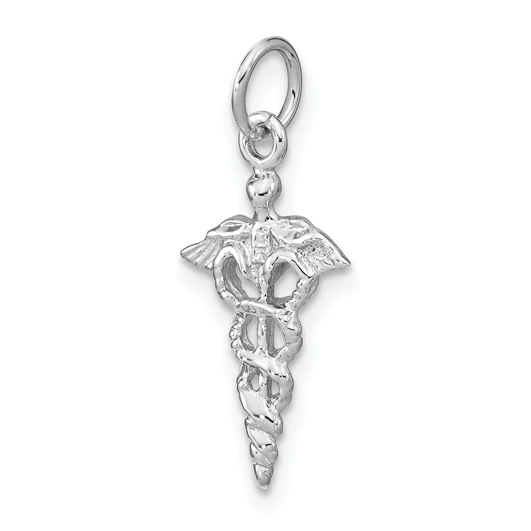 Lovely Rita's Pendants & Charms Solid 14k White Gold 3-D Caduceus Charm Pendant