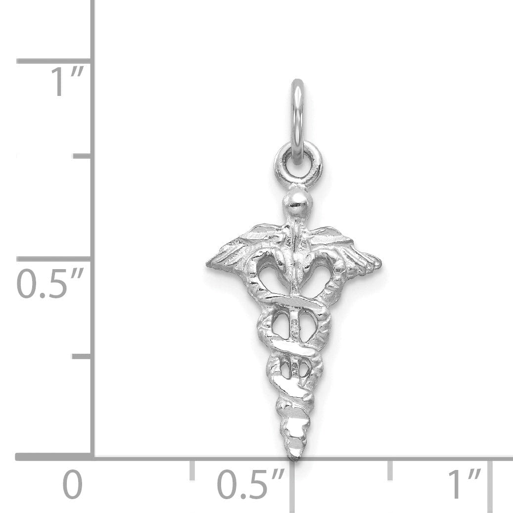 Lovely Rita's Pendants & Charms Solid 14k White Gold 3-D Caduceus Charm Pendant