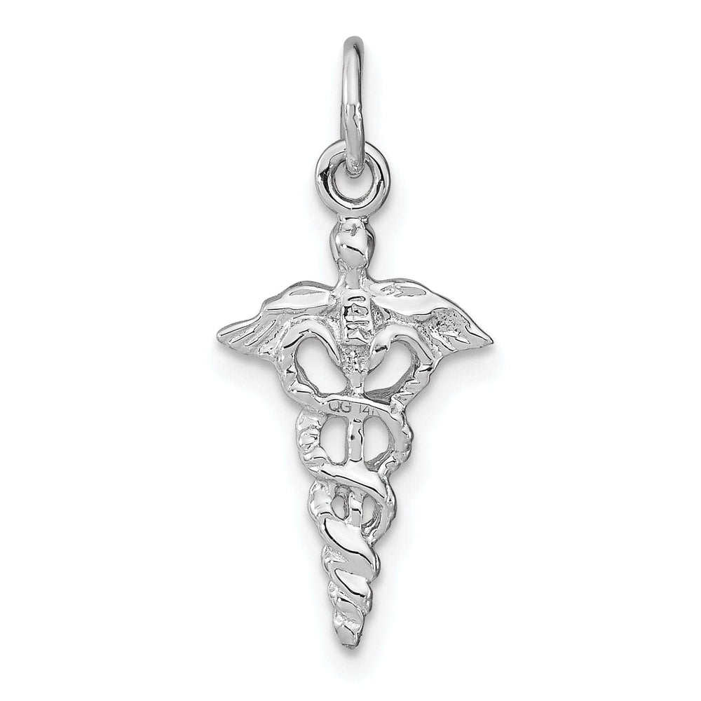 Lovely Rita's Pendants & Charms Solid 14k White Gold 3-D Caduceus Charm Pendant