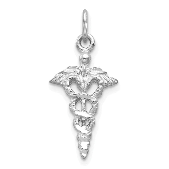 Lovely Rita's Pendants & Charms Solid 14k White Gold 3-D Caduceus Charm Pendant
