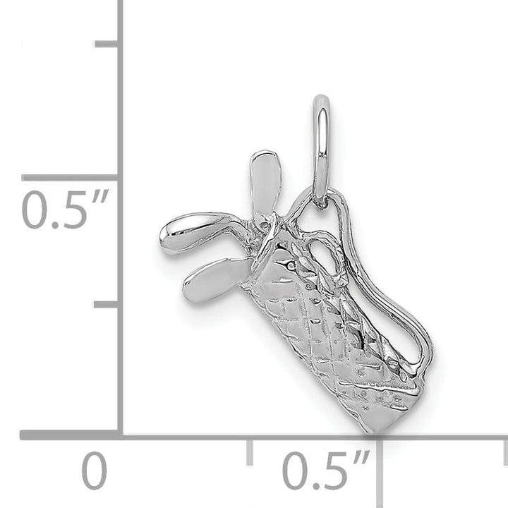 Lovely Rita's Pendants & Charms Solid 14k White Gold 3 D Golf Bag Clubs Pendant