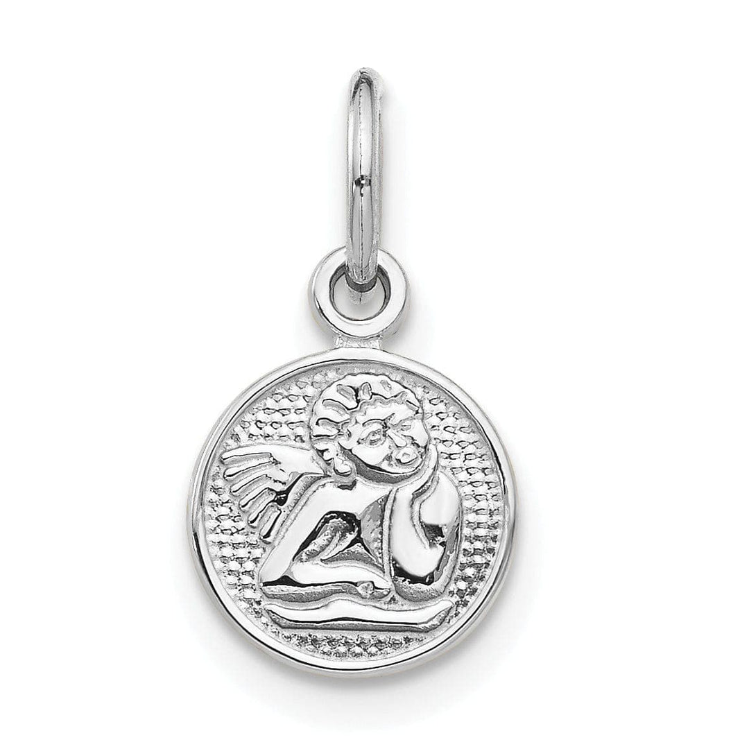 Lovely Rita's Pendants & Charms Solid 14k White Gold Small Angel Medal Pendant