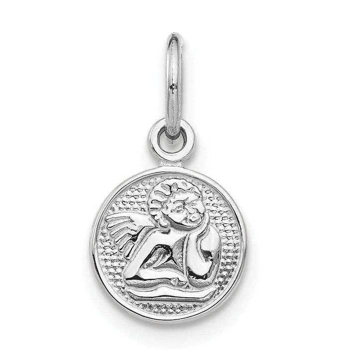 Lovely Rita's Pendants & Charms Solid 14k White Gold Small Angel Medal Pendant