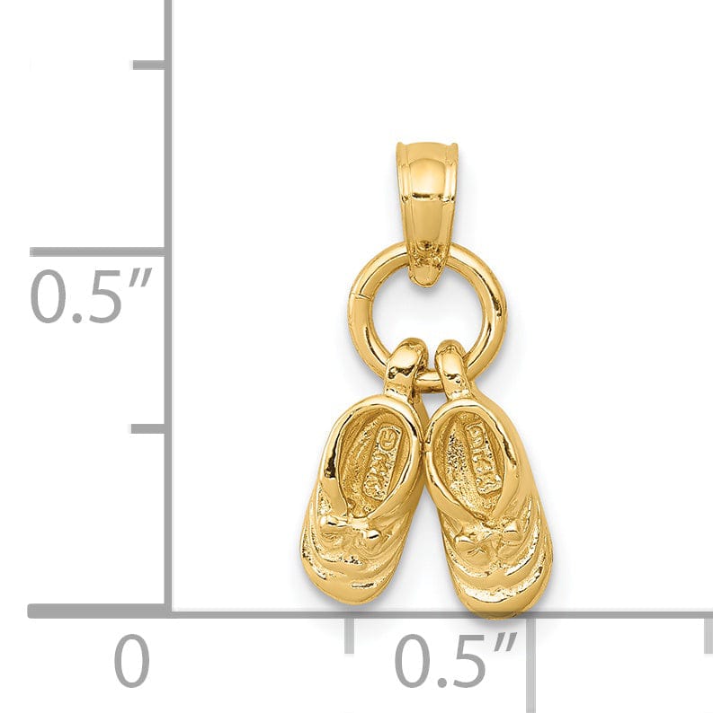 Lovely Rita's Pendants & Charms Solid 14k Yellow Gold 3 D Baby Shoes Pendant.