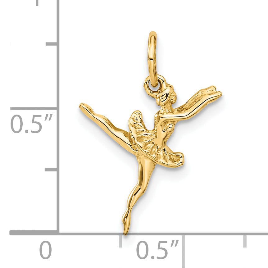 Lovely Rita's Pendants & Charms Solid 14k Yellow Gold 3-D Ballerina Pendant