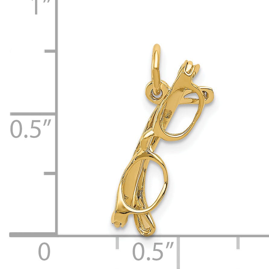 Lovely Rita's Pendants & Charms Solid 14k Yellow Gold 3-D Glasses Charm Pendant