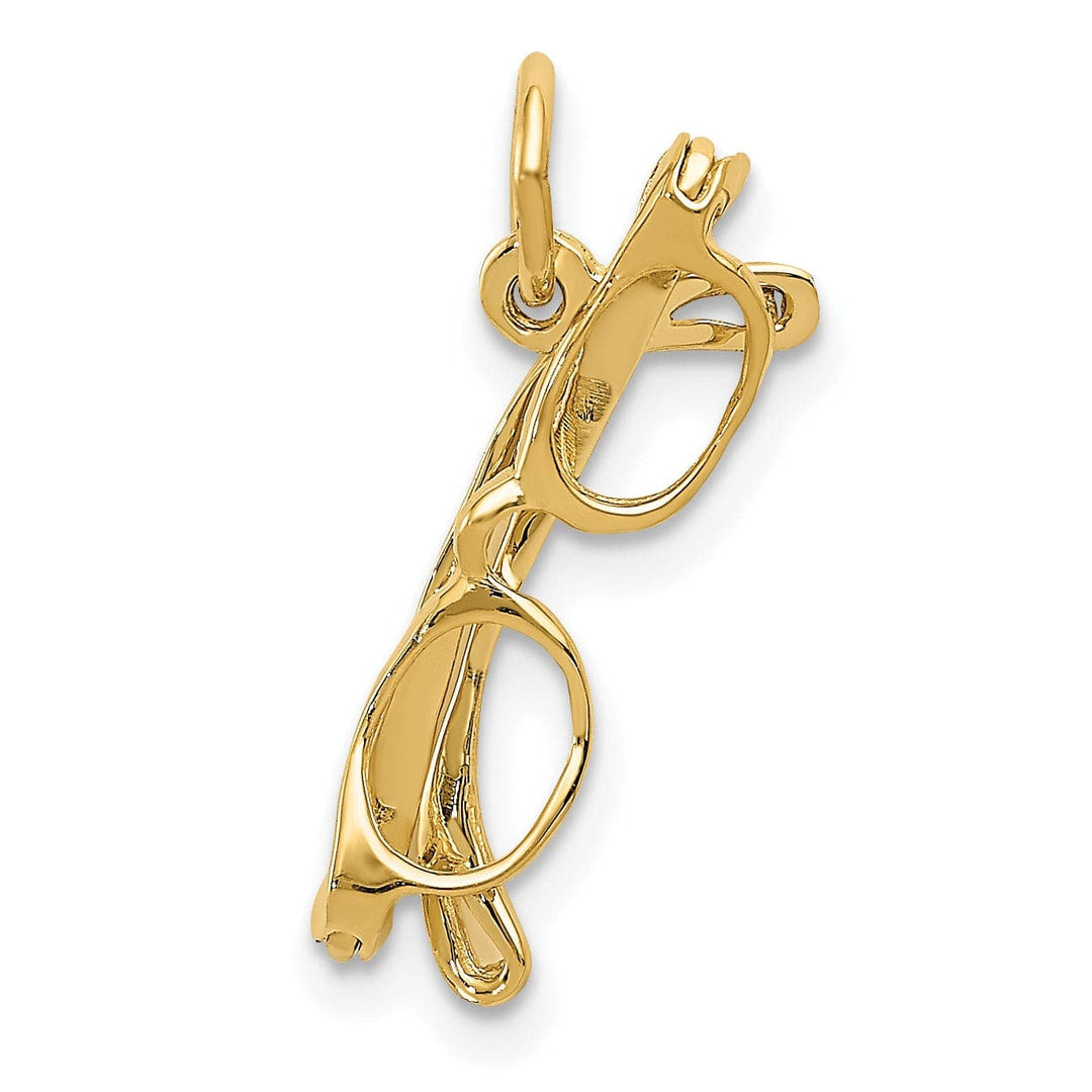 Lovely Rita's Pendants & Charms Solid 14k Yellow Gold 3-D Glasses Charm Pendant