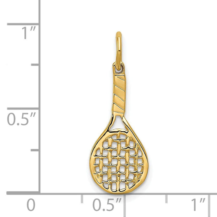 Lovely Rita's Pendants & Charms Solid 14k Yellow Gold 3-D Racquet Charm Pendant