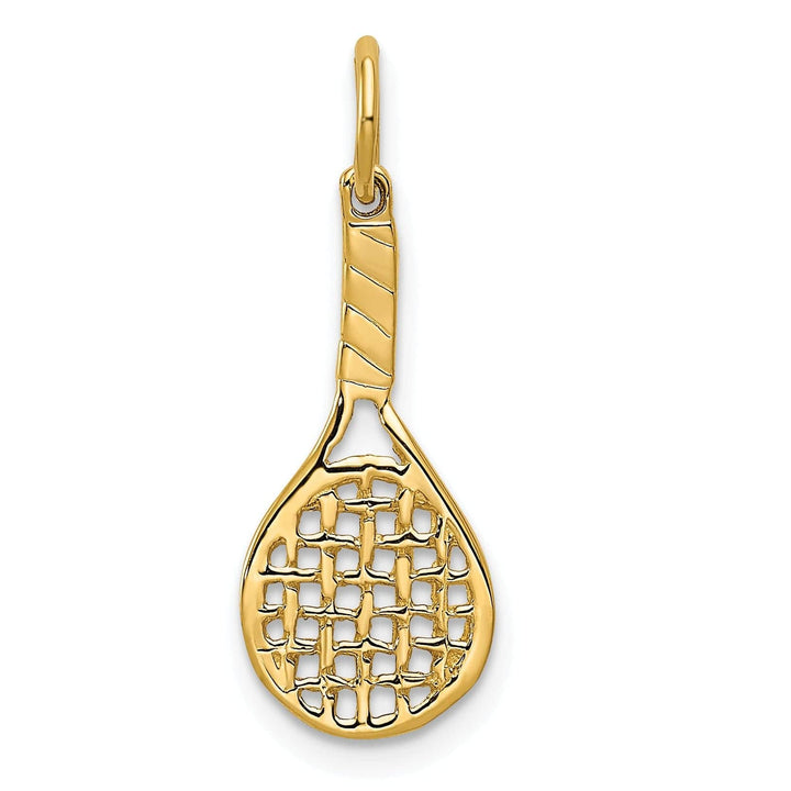 Lovely Rita's Pendants & Charms Solid 14k Yellow Gold 3-D Racquet Charm Pendant