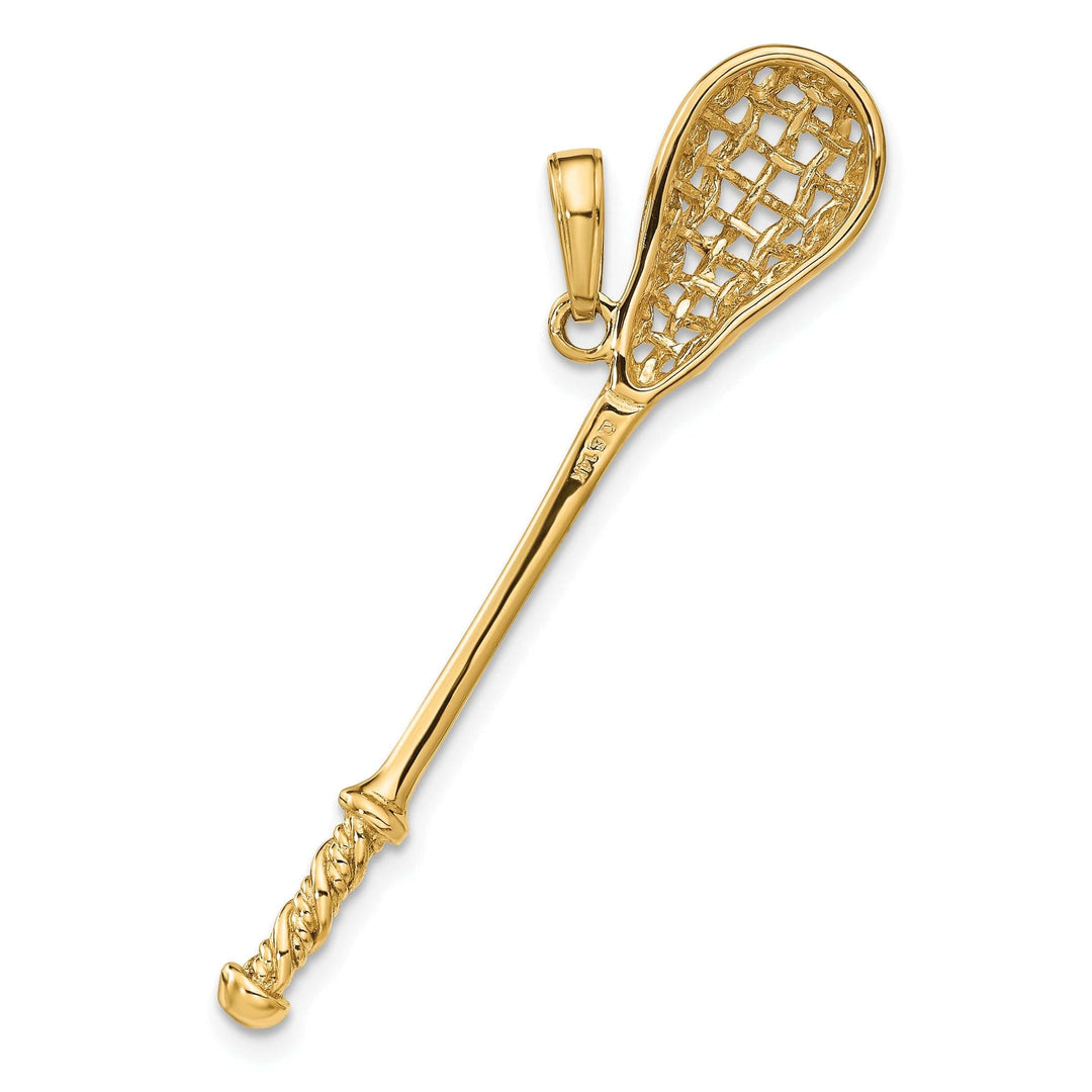 Lovely Rita's Pendants & Charms Solid 14k Yellow Gold 3D Lacrosse Stick Pendant