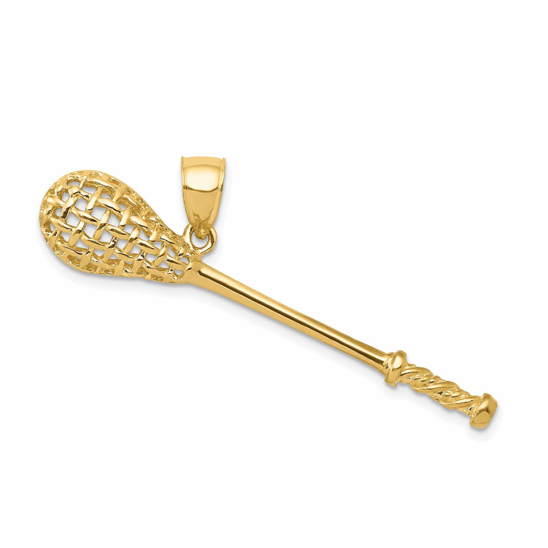 Lovely Rita's Pendants & Charms Solid 14k Yellow Gold 3D Lacrosse Stick Pendant