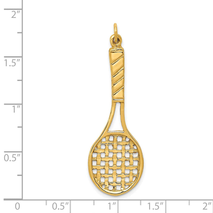 Lovely Rita's Pendants & Charms Solid 14k Yellow Gold 3D Tennis Racquet Pendant
