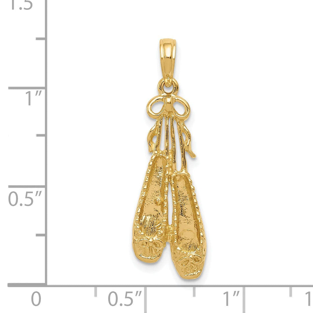 Lovely Rita's Pendants & Charms Solid 14k Yellow Gold Ballet Slippers Pendant