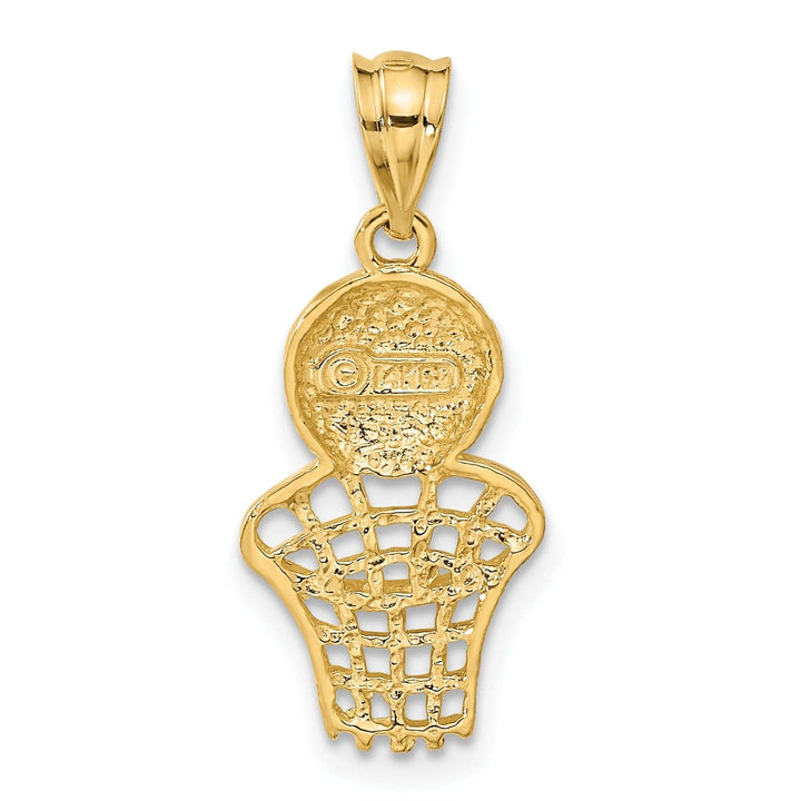 Lovely Rita's Pendants & Charms Solid 14k Yellow Gold Basketball and Net Pendant