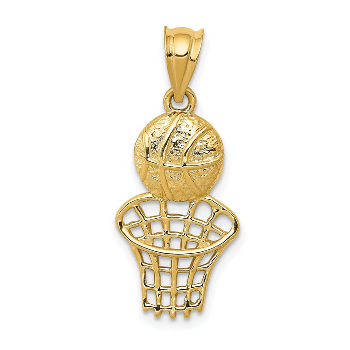 Lovely Rita's Pendants & Charms Solid 14k Yellow Gold Basketball and Net Pendant