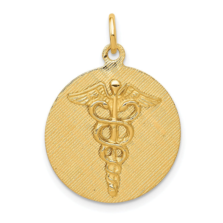 Lovely Rita's Pendants & Charms Solid 14k Yellow Gold Caduceus Disc Pendant