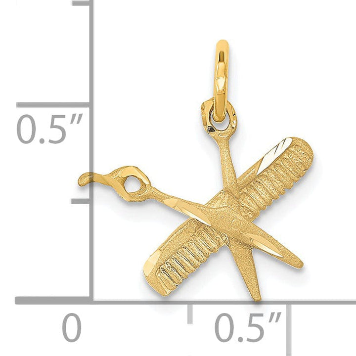 Lovely Rita's Pendants & Charms Solid 14k Yellow Gold Comb and Scissors Pendant