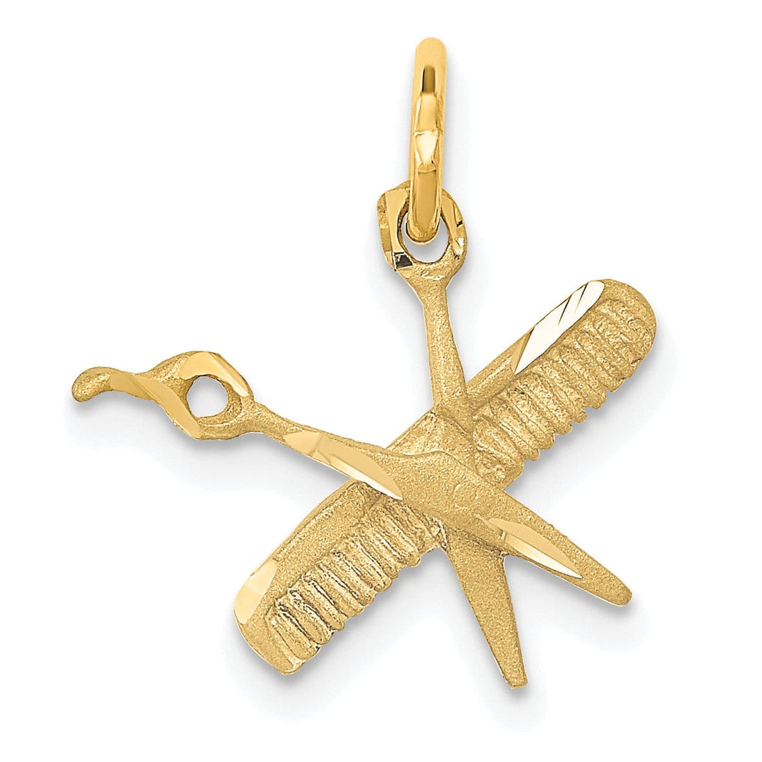 Lovely Rita's Pendants & Charms Solid 14k Yellow Gold Comb and Scissors Pendant