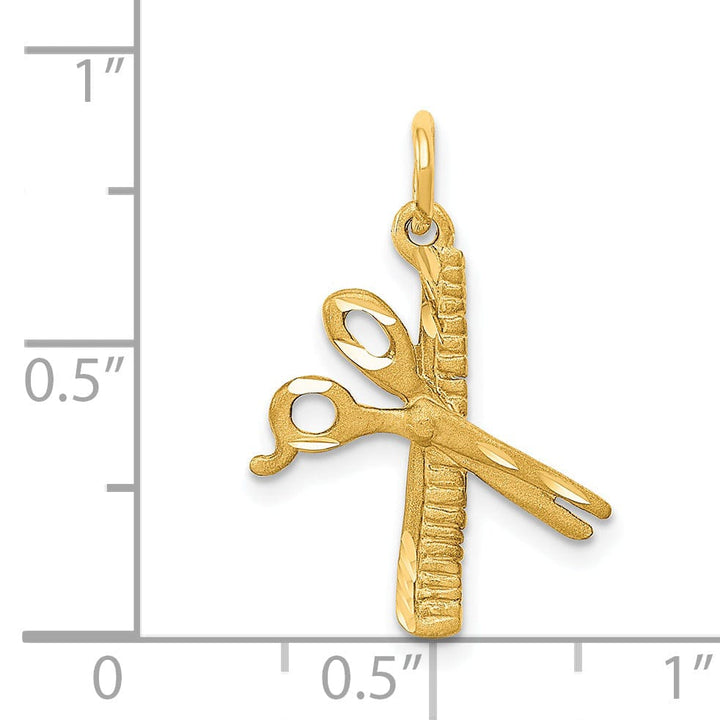 Lovely Rita's Pendants & Charms Solid 14k Yellow Gold Comb and Scissors Pendant