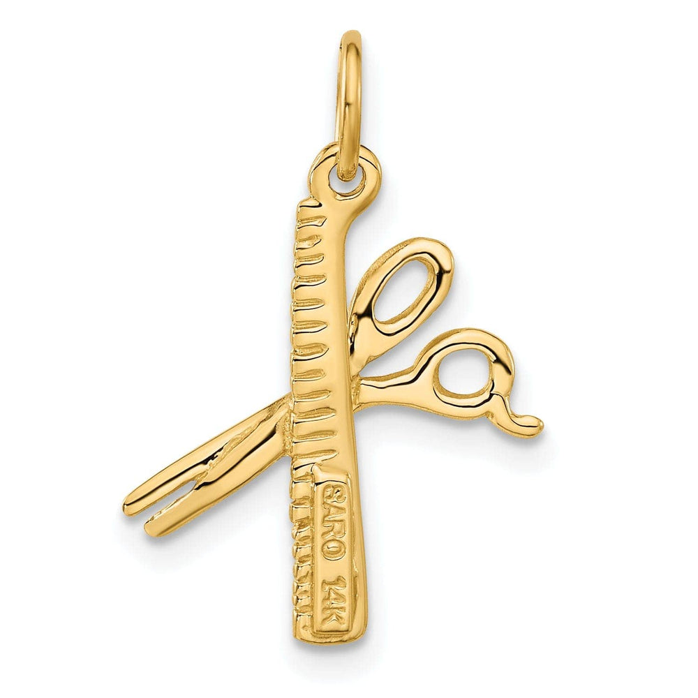 Lovely Rita's Pendants & Charms Solid 14k Yellow Gold Comb and Scissors Pendant